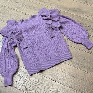 Woman’s Vici lavender turtleneck pullover sweater. Medium. Ruffled. Long sleeves